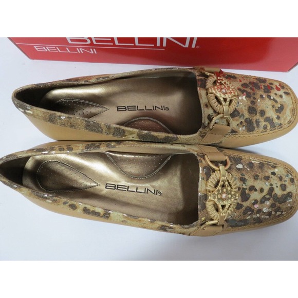 NIB Bellini "Bobcat" Tan Animal Print Slip On Shoes Loafer Size 8 Wide Leather - Picture 4 of 9